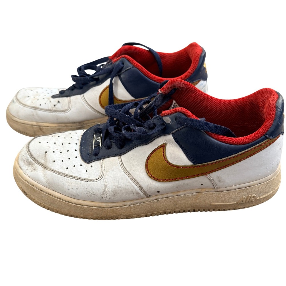 Nike Air Force 1 Low White Navy Red‎ Gold Men's Size 10.5 317295-171 Vintage